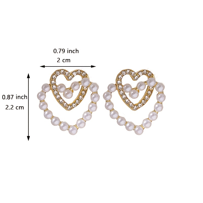 Double Love Faux Pearl Earrings 18K Plated Jewelry